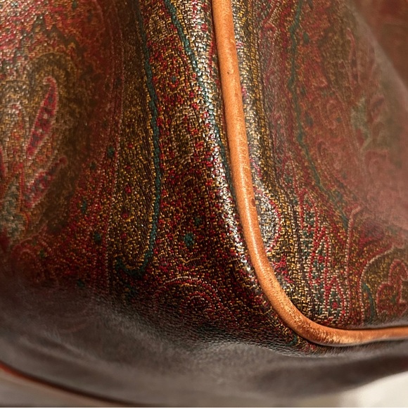Etro Brown Paisley Arnica Duffel with Tan Leather Trim - Gorgeous! - Picture 9 of 15